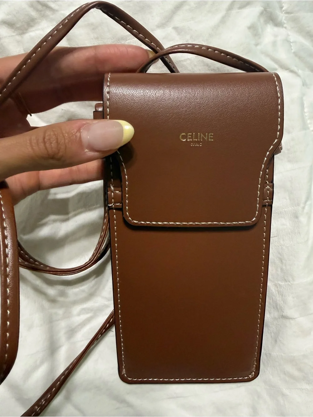 Celine Brown Leather Sunglasses Case/Phone Pouch
